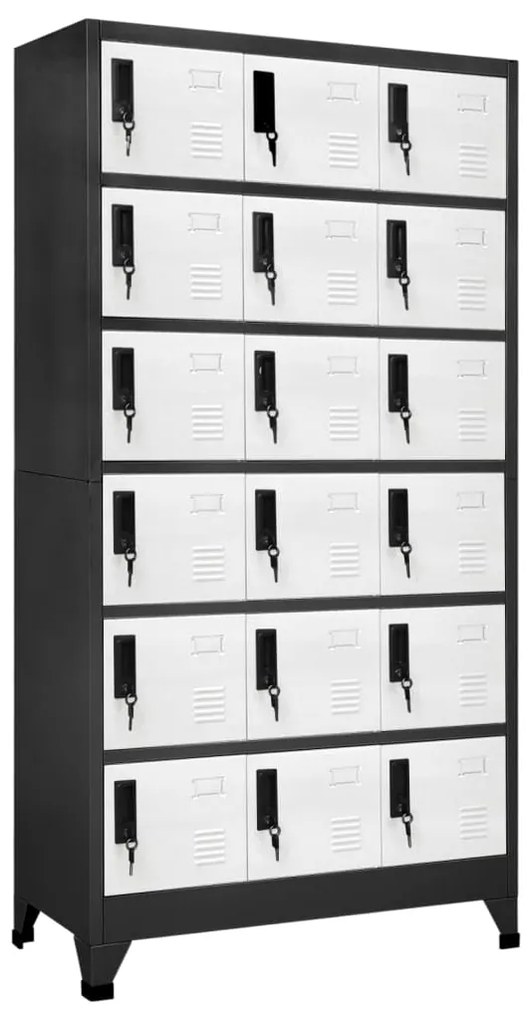 vidaXL Lockerkast 90x40x180 cm staal antracietkleurig en wit