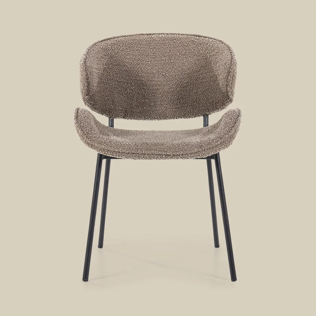 Eleonora Tess Boucle Eetkamerstoel Ronde Rug Bruin