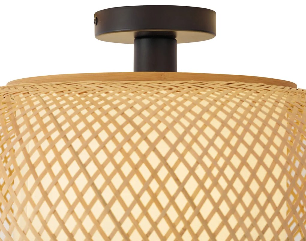 Japandi plafondlamp bamboe met witte binnenkant - Liva