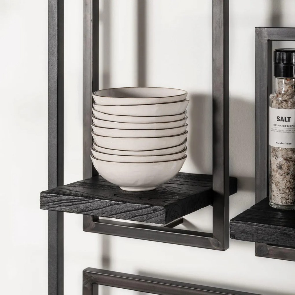 DTP Home Shelfmate Black Type E Wandplank Van Zwart Teakhout - 20x25x35cm.