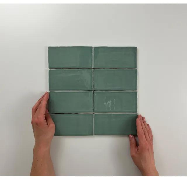 Cifre Ceramica Atlas wandtegel - 7.5x15cm - 8.5mm - Rechthoek - Groen glans SW07311170-4