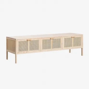 Tv-meubel 135x45 Cm Van Rotan En Hout Reyna Houtbruin - Sklum