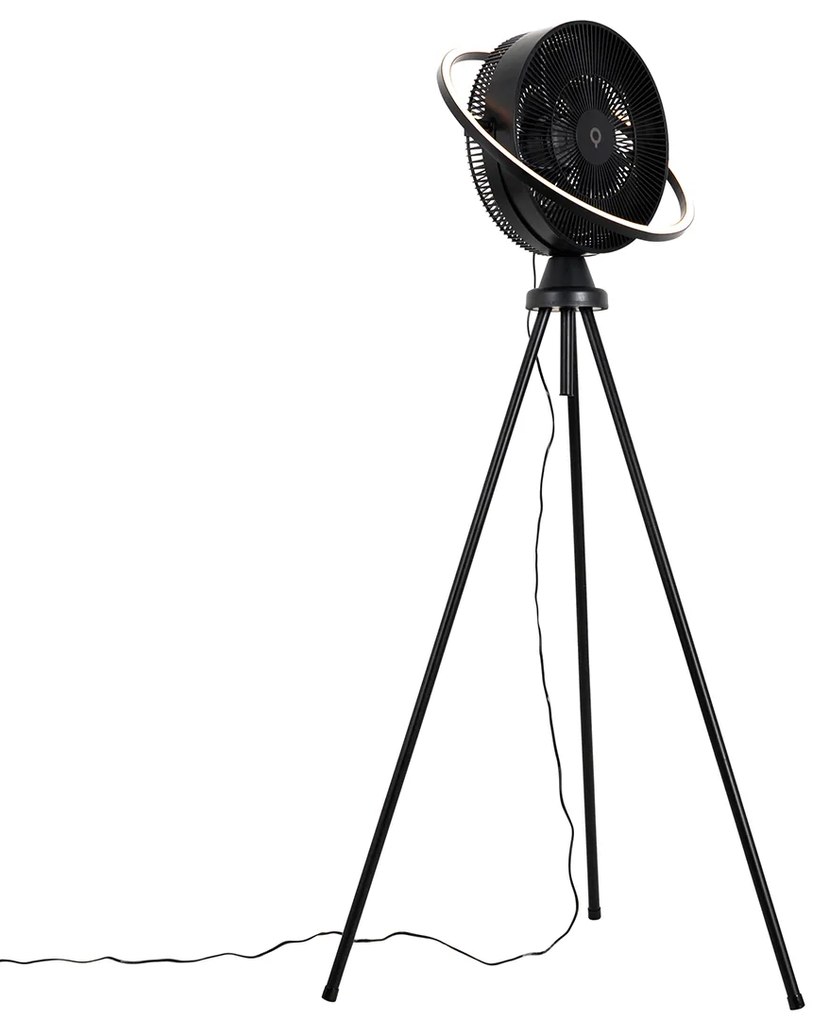 Vloerventilator tripod zwart incl. LED 3-staps dimbaar verstelbaar - Marleen