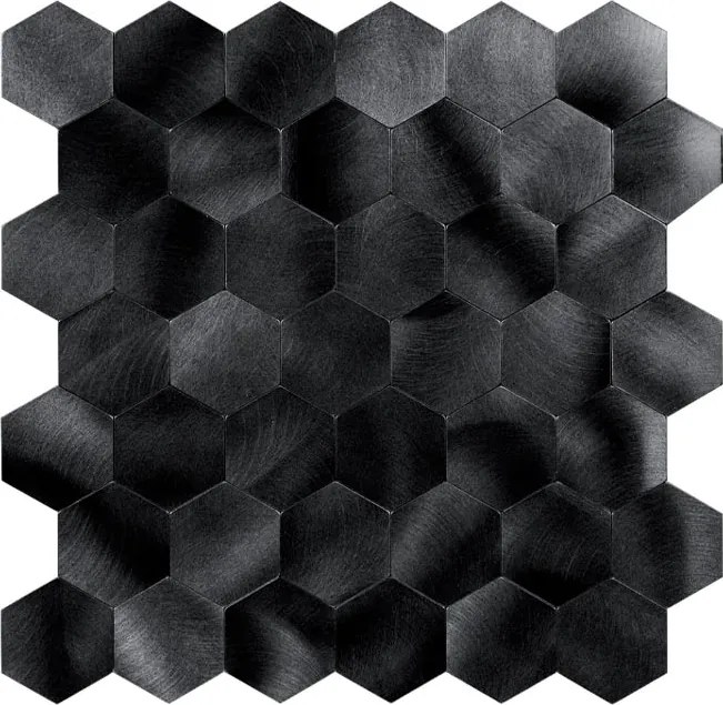 Zelfklevend Mozaïek Hexagon Gun Metal Black - 29.5 cm x 29.5 cm x 0.4 cm | 0.5 kg | Paneli zelfklevende steenstrips