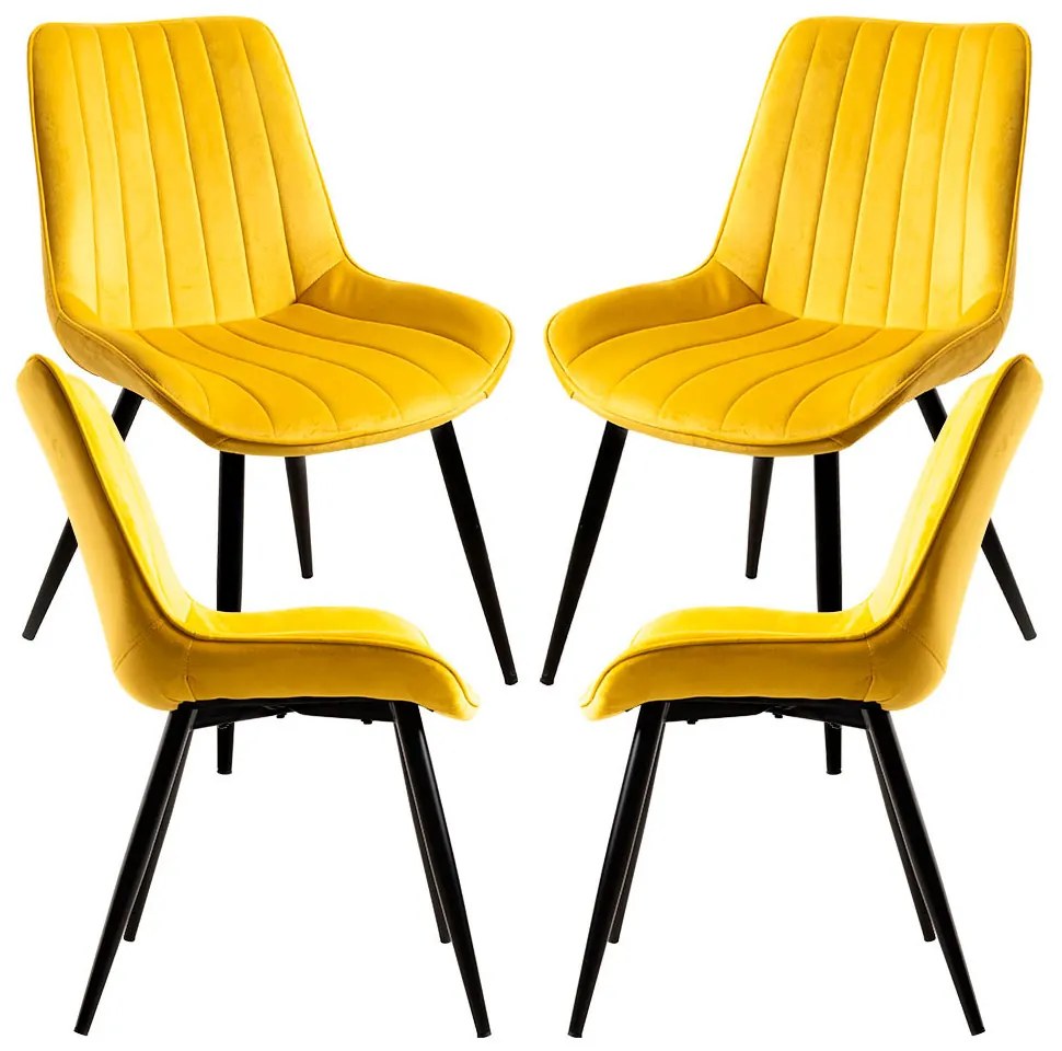 Set van 4 Lene Fluwelen Stoelen