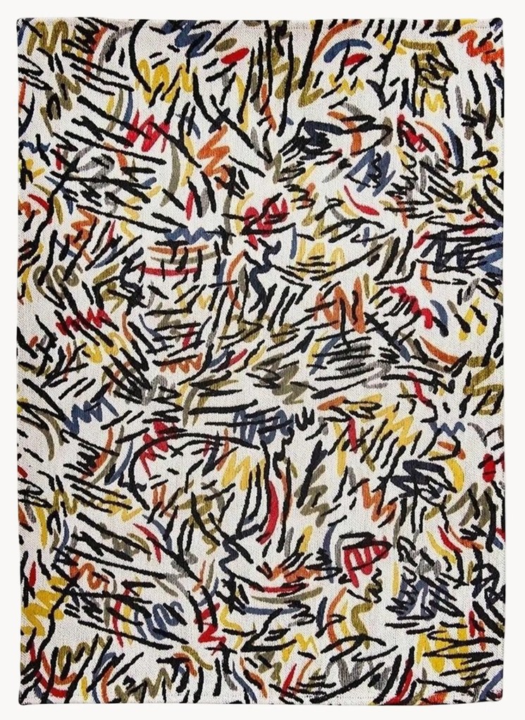 Platgeweven jacquard vloerkleed Graffito