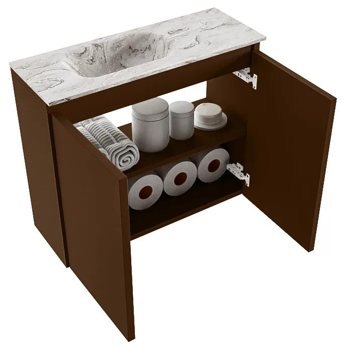 Mondiaz Ture DLux toiletmeubel 60cm rust met wastafel glace links zonder kraangat