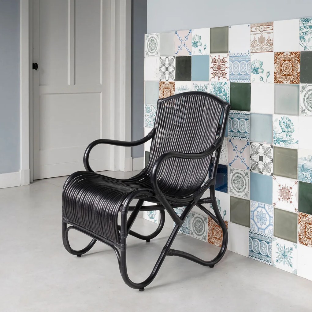 Must Living Como Bohemian Rotan Fauteuil Zwart