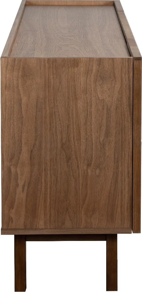 Walnoot Dressoir Met Stoffen Deuren 180 Cm - 180x40x60cm.