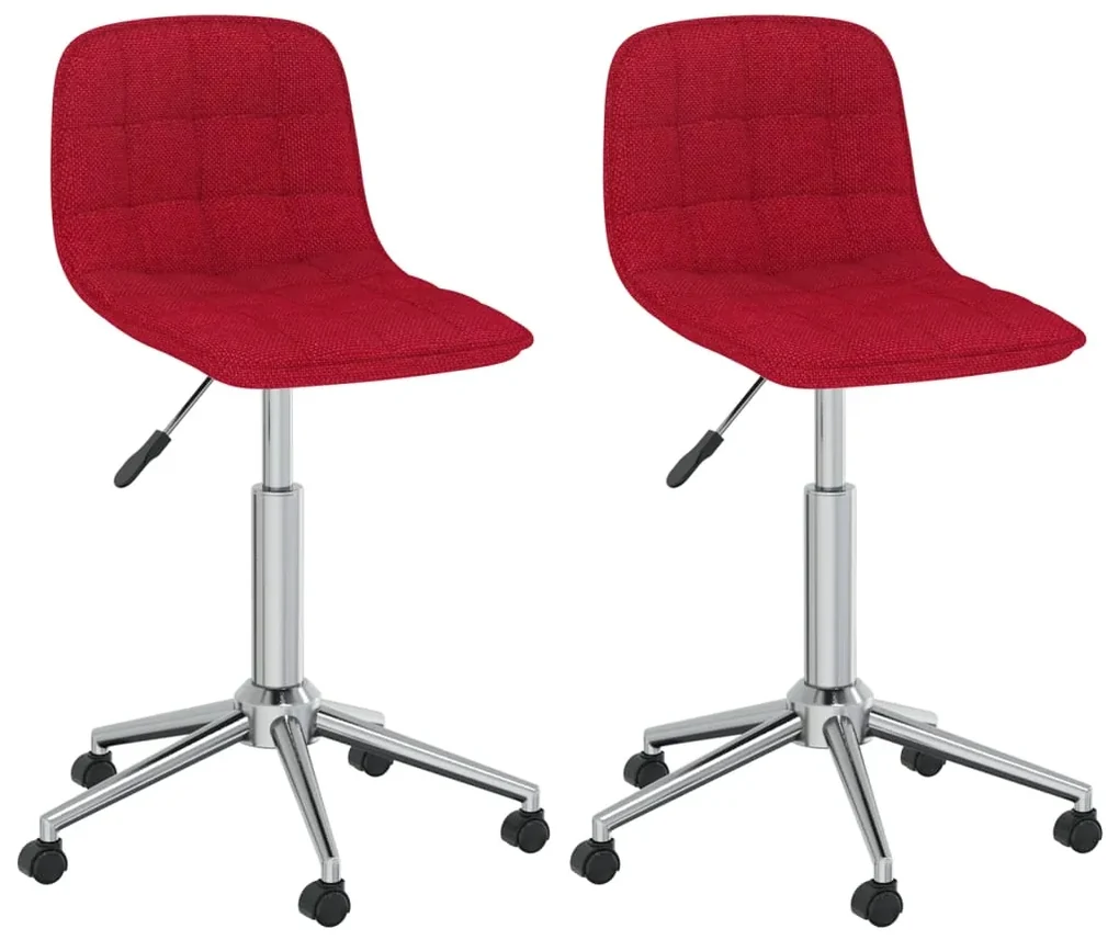 vidaXL Eetkamerstoelen draaibaar 2 st stof wijnrood