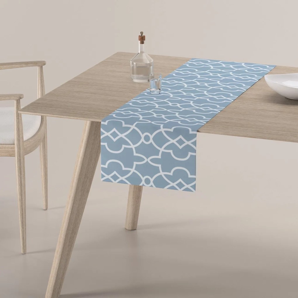Dekoria Rechthoekige tafelloper, blauw-wit, 40 x 130 cm