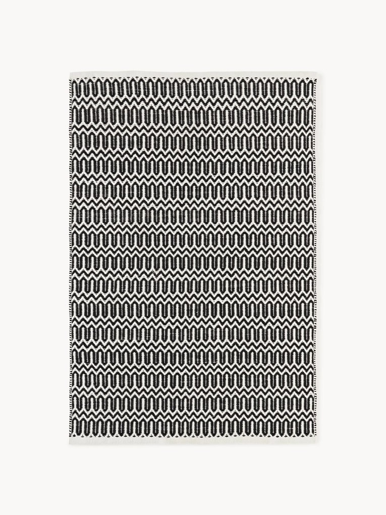 Handgeweven indoor & outdoor vloerkleed Rune met geometrisch patroon