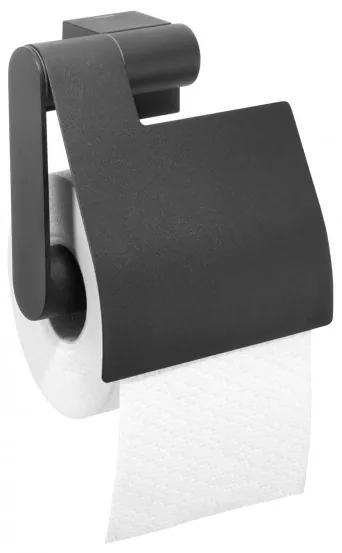 Nomad toiletrolhouder met klep mat zwart