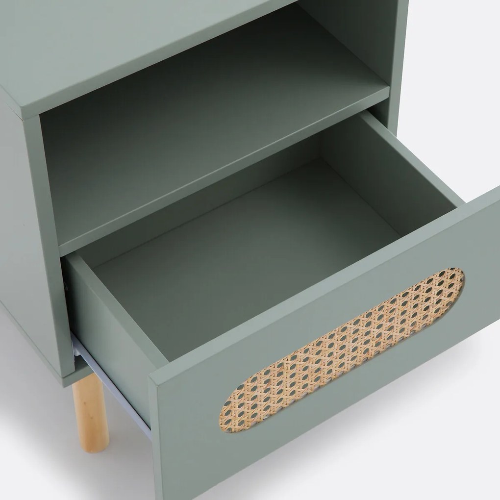 Nachtkastje met 1 lade in riet, Pacome