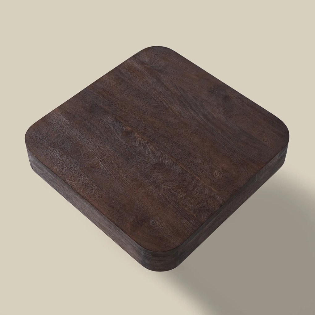 Vierkante Salontafel Van Donker Hout - 60 X 60cm.