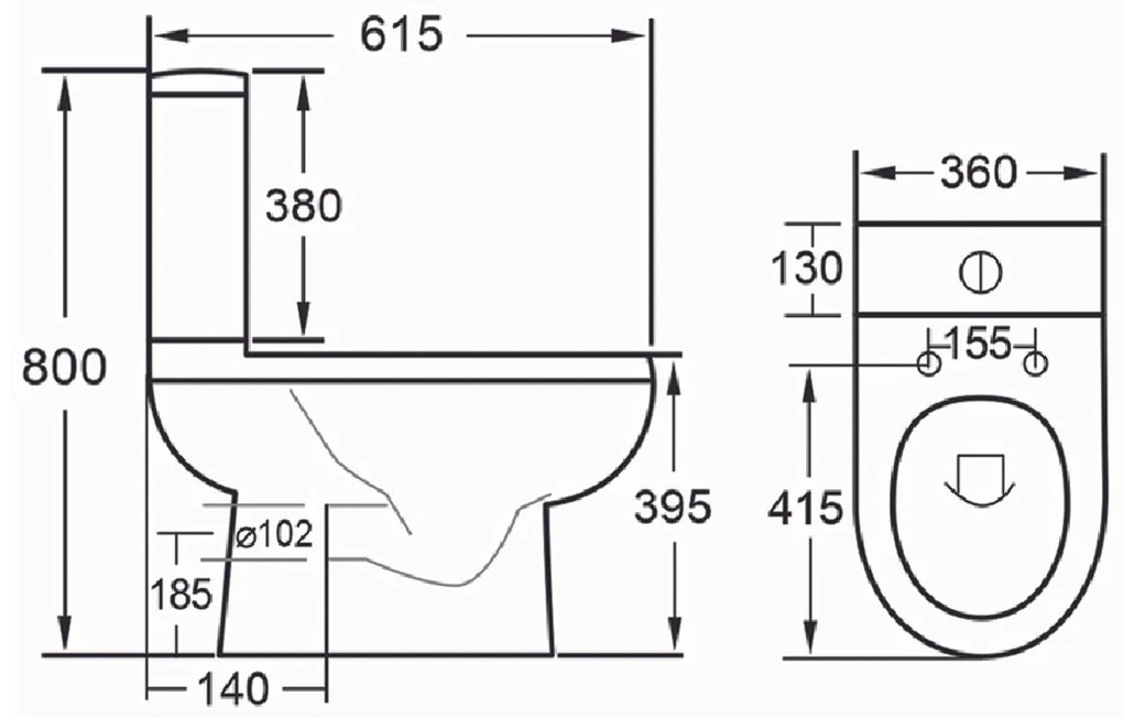 Eastbrook Dura randloze toiletpot wit glans