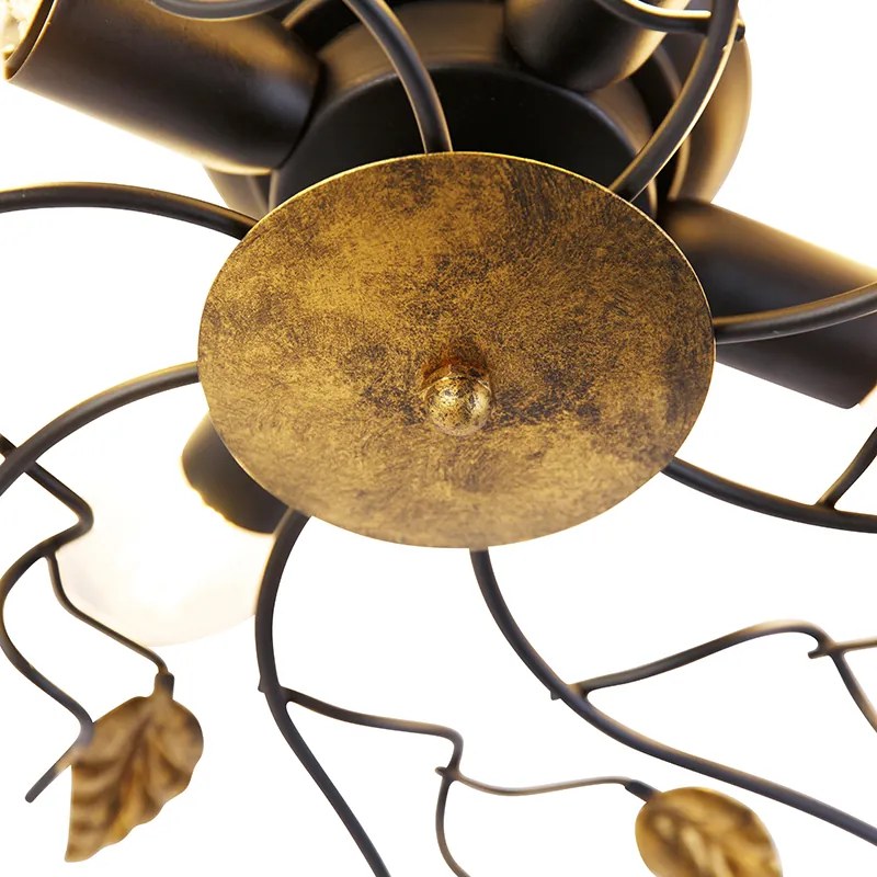 Smart plafondlamp zwart met goud 80 cm 4-lichts incl. 4 Wifi P45 - Foglie Klassiek / Antiek E14 rond Binnenverlichting Lamp