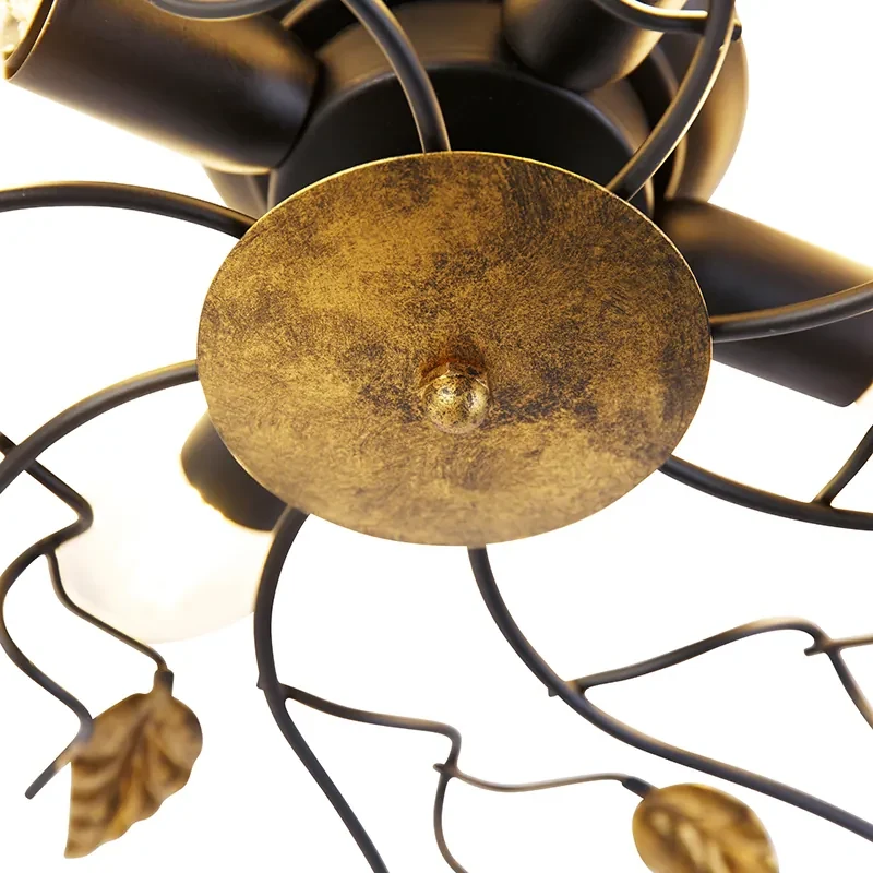 Smart plafondlamp zwart met goud 80 cm 4-lichts incl. 4 Wifi P45 - Foglie Klassiek / Antiek E14 rond Binnenverlichting Lamp