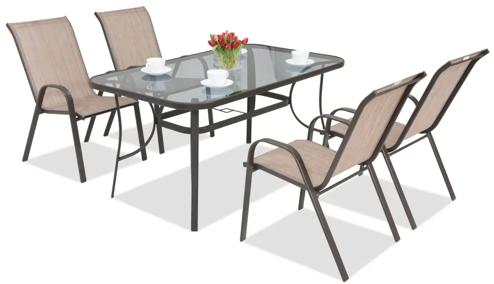 Stalen dining tuinset Modena Bruin voor 4 personen Garden Point