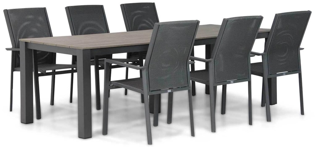 Tuinset 6 personen 240 cm Aluminium/textileen Grijs Presto Ricadi/Valley
