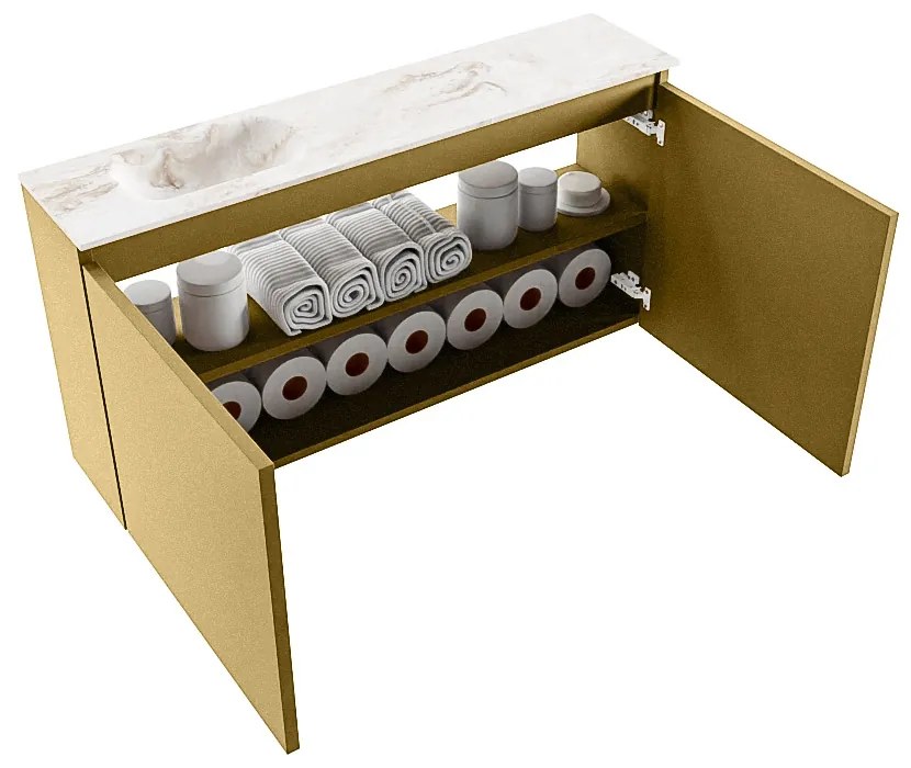 Mondiaz Ture DLux toiletmeubel 100cm oro met wastafel frappe links met kraangat