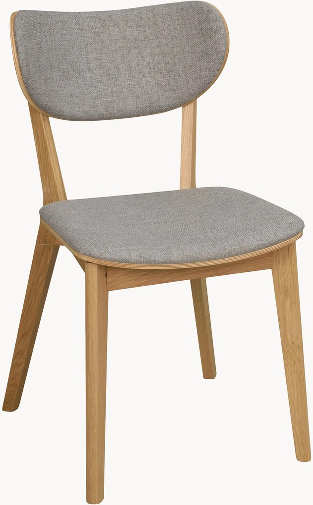 Gestoffeerde eettafelstoelen Kato van eikenhout, 2-delig