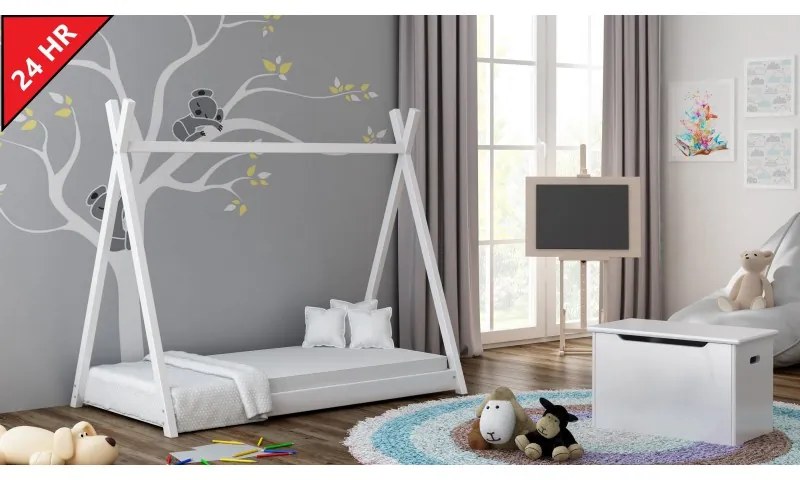 Peuter Wit Eenpersoons hemelbed - Titus Tipi-stijl voor kinderen Kinderen Peuter Junior 5059914020913 Children's Beds Home, 180x90, 12 cm latex met h