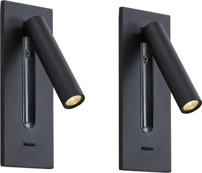 Set van 2 moderne wandlampen zwart incl. LED - Plaza