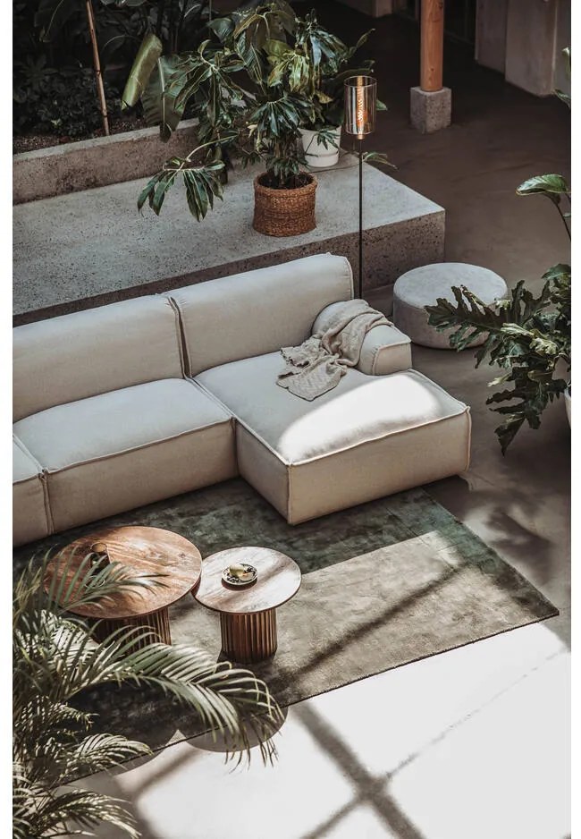 Goossens Excellent Bank Sens wit, stof, 1,5-zits, urban industrieel met chaise longue links