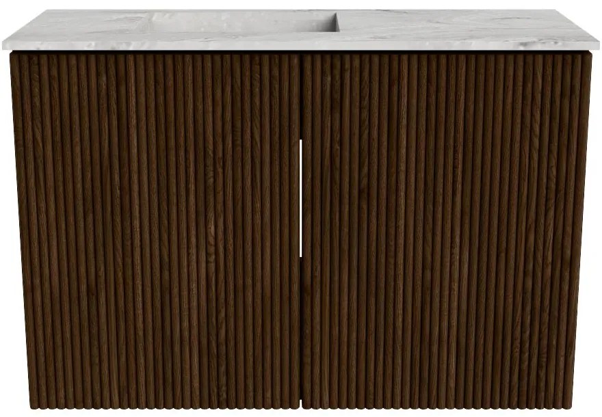 Mondiaz Joya DLux 60cm toiletmeubel walnut met wastafel faye links 1 kraangat glace