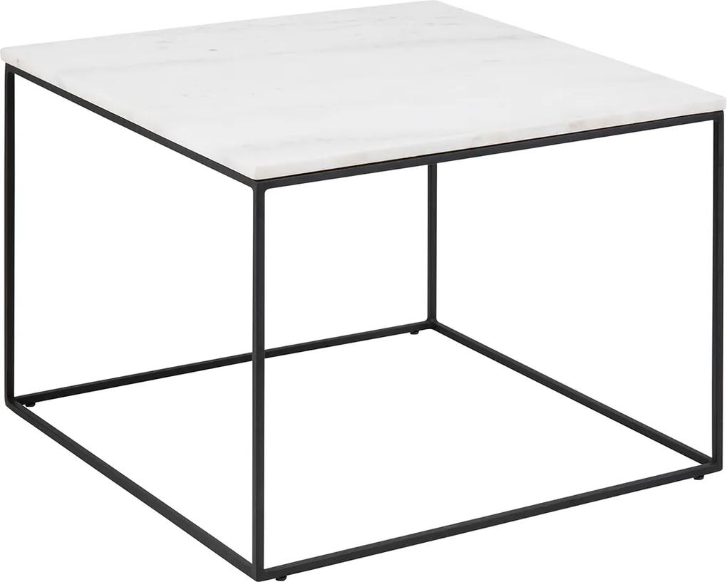 Lisomme Salontafel - Nina - Marmer - Vierkant - Wit- Salontafels - bijzettafel - vierkante tafel - zwart metalen onderstel - woontrend - Steen
