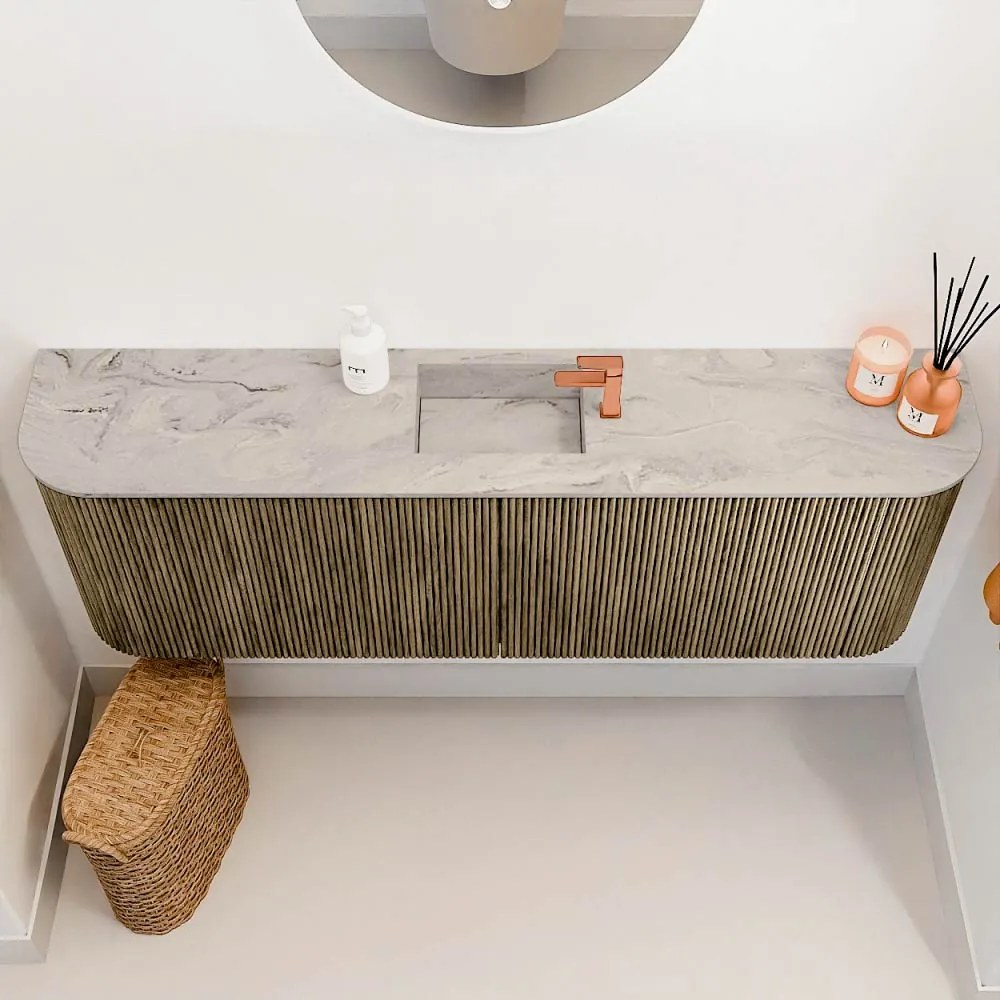 Mondiaz Joya DLux 125cm toiletmeubel ronding links/rechts dusk met wastafel faye midden 1 kraangat glace