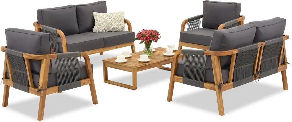 Acaciahouten tuinmeubelen Mumbai Coffee 6 Tuinpunt