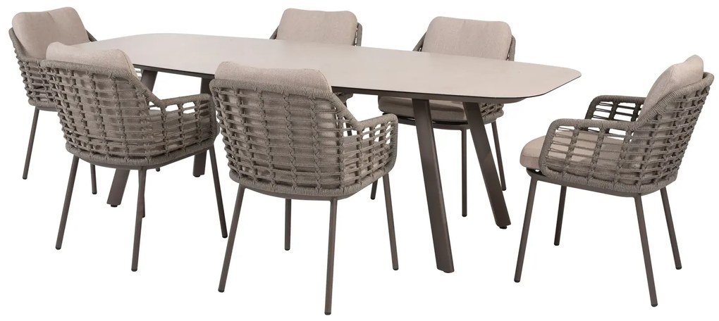 Taste by 4 Seasons Puglia tuinset terre met Manolo tafel met geprint keramisch blad 240 cm Tuinset   bruin weerbestendig