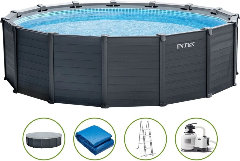 Intex Graphite Panel Set opbouwzwembad - rond - Diameter 478 x H124 cm