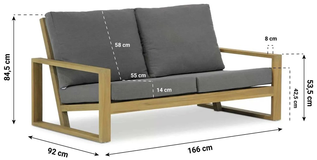 Stoel en Bank Loungeset 4 personen Teak Old teak greywash  Lifestyle Garden Furniture Pure Island