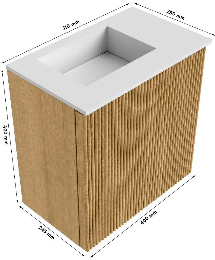 Mondiaz Joya DLux 40cm toiletmeubel oak met wastafel faye links 1 kraangat lava