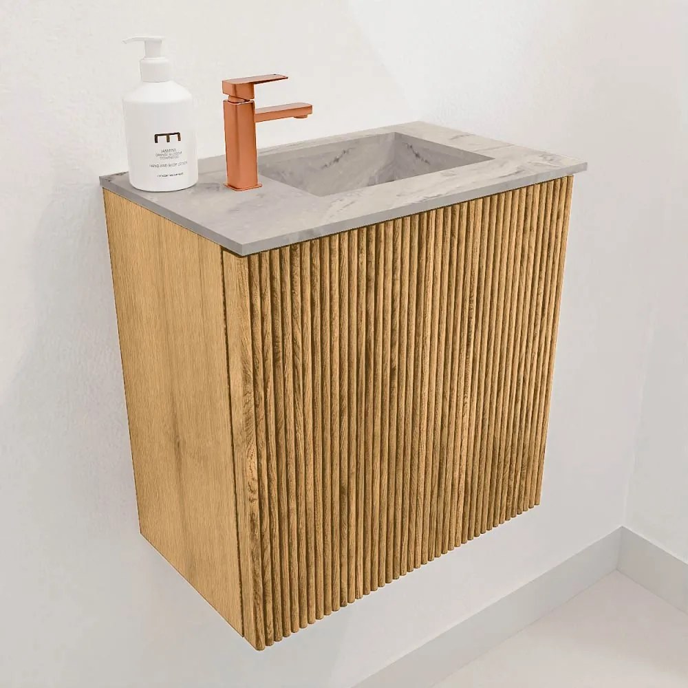 Mondiaz Joya DLux 40cm toiletmeubel oak met wastafel faye rechts 1 kraangat glace