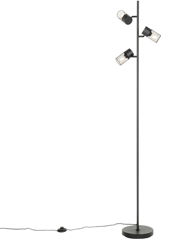 Industriële vloerlamp zwart 3-lichts - Jim