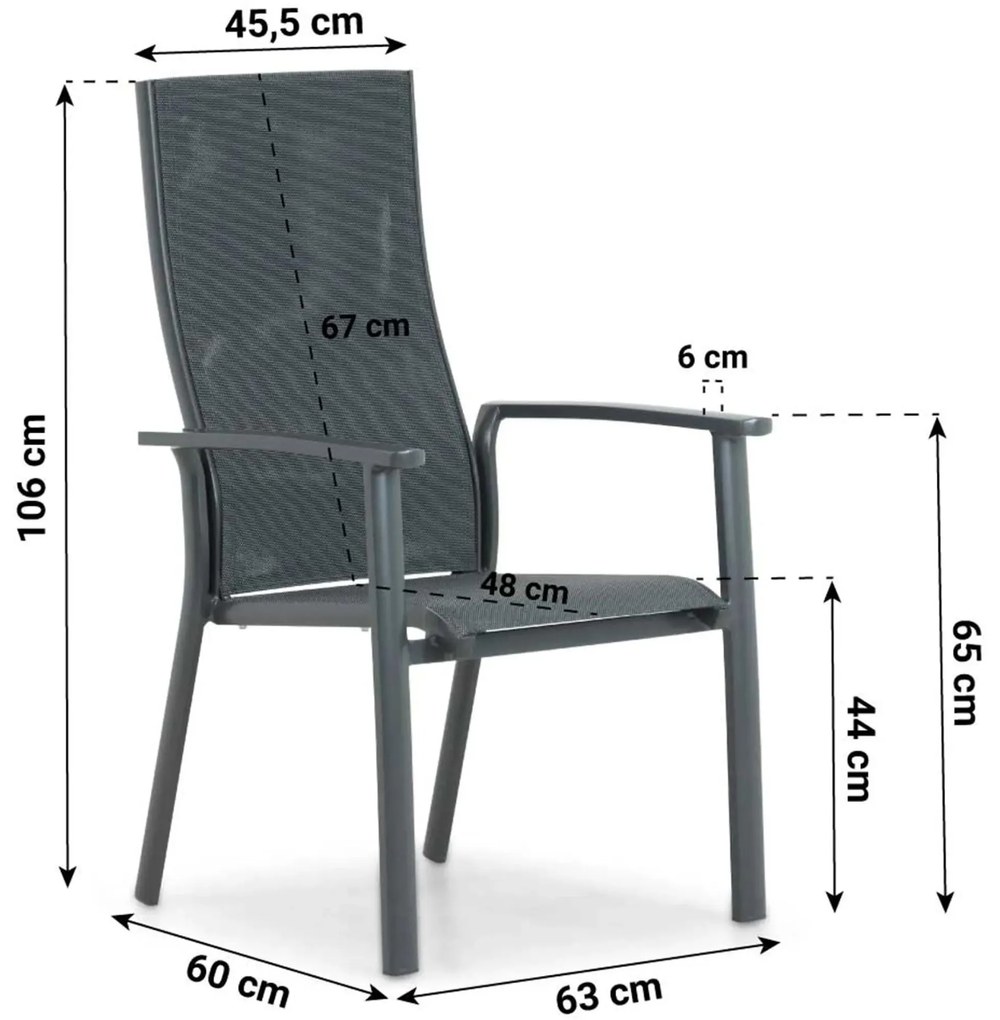 Tuinset 4 personen 90 cm Aluminium/textileen Grijs Hartman Sitges/Mateo