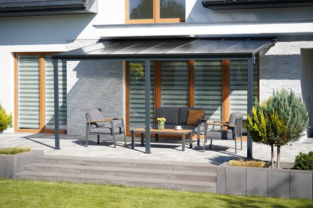 Aluminium terrasoverkapping San Diego 3 x 4,3 CoverTech antraciet