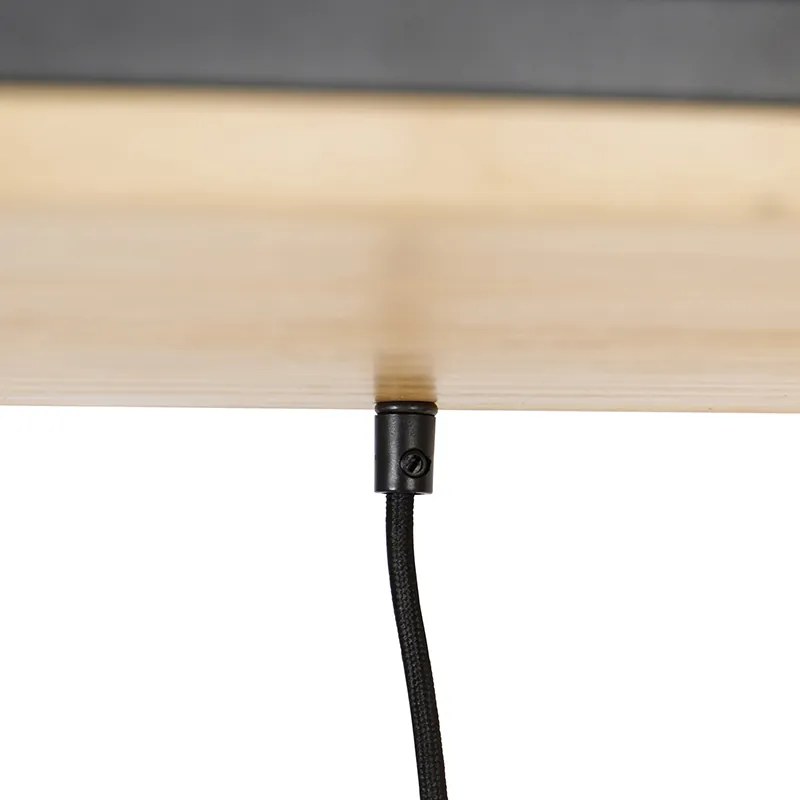 Industriële hanglamp zwart met hout 5-lichts - Shelf