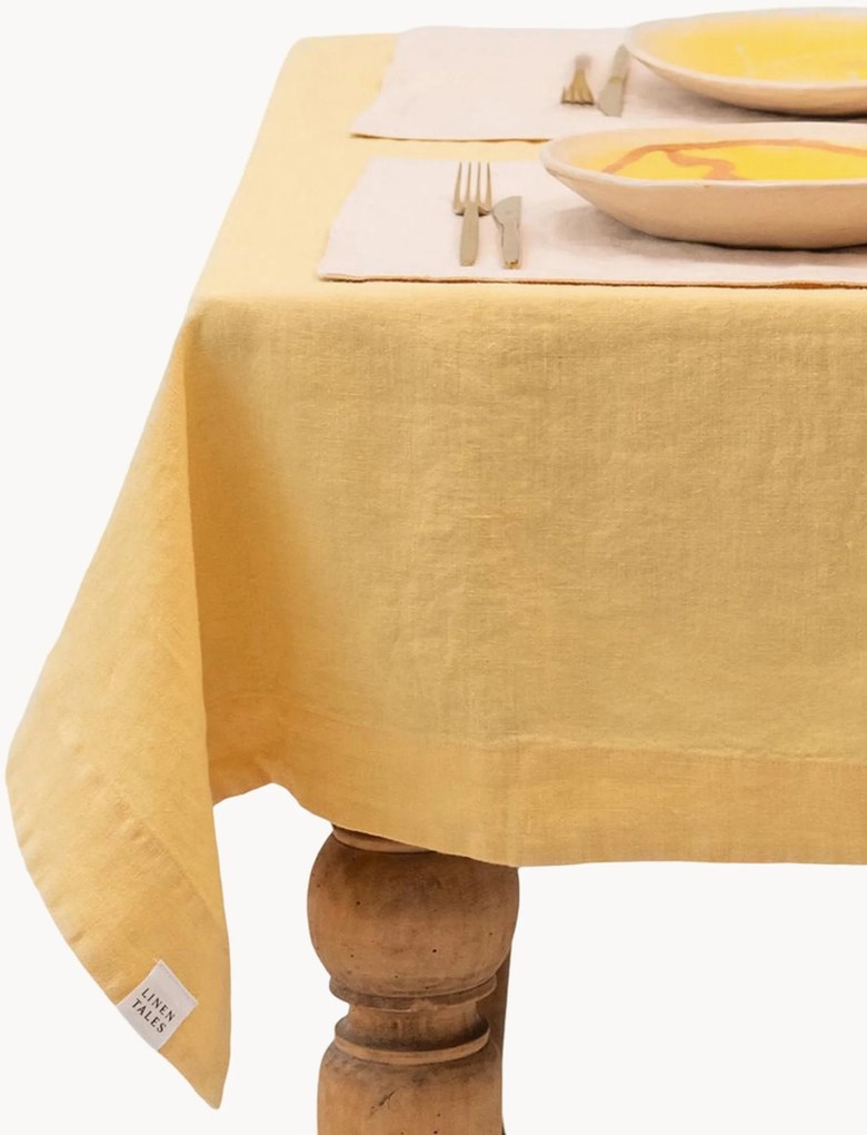 Linnen tafelkleed Butter