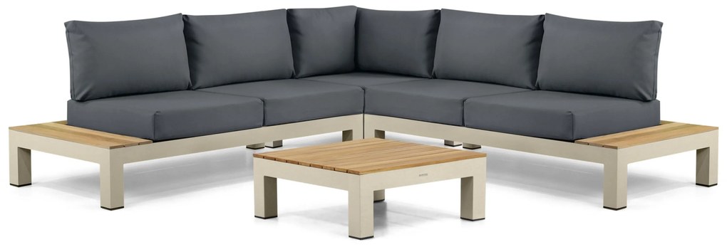 Loungeset 5 personen Aluminium/Teak Taupe Lifestyle Garden Furniture Vittoria