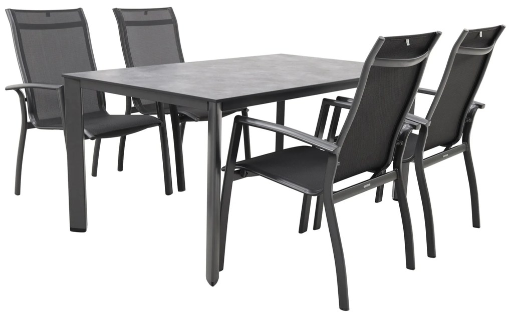 Kettler Legato/Edge stapelbare aluminium tuinset voor 4 personen 160x95 cm. - Antraciet