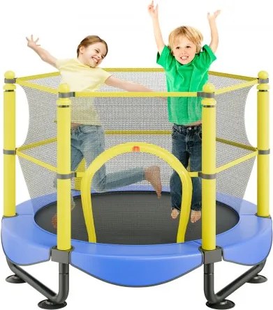 VEVOR Trampoline Tuintrampoline 1180x1524x1524 mm, Trampoline met veiligheidsnet, 70 kg draagvermogen, Fitnesstrampoline, Kindertrampoline, Peutertrampoline, Blauw, Binnen/Buiten/Tuin/Binnen