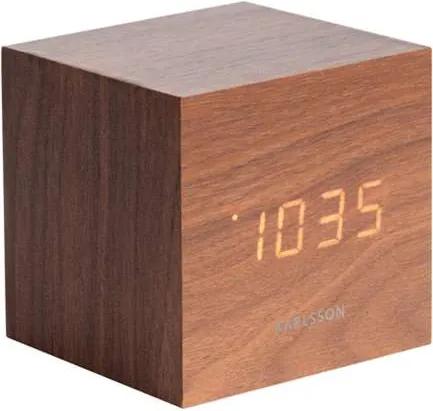 Karlsson alarmklok Cube dark wood - wit LED - Leen Bakker