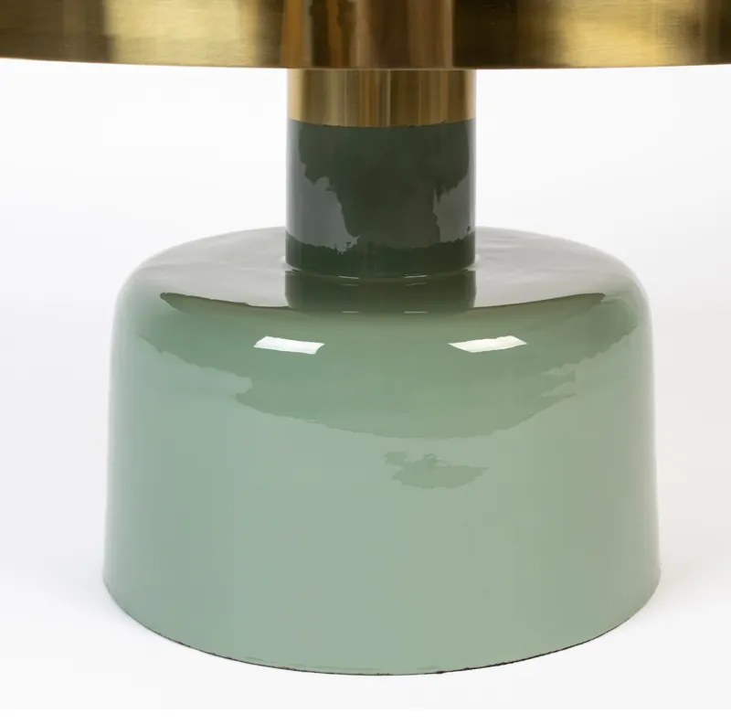 Zuiver Glam Emaille Salontafel Groen Met Goud - 60 X 60cm.
