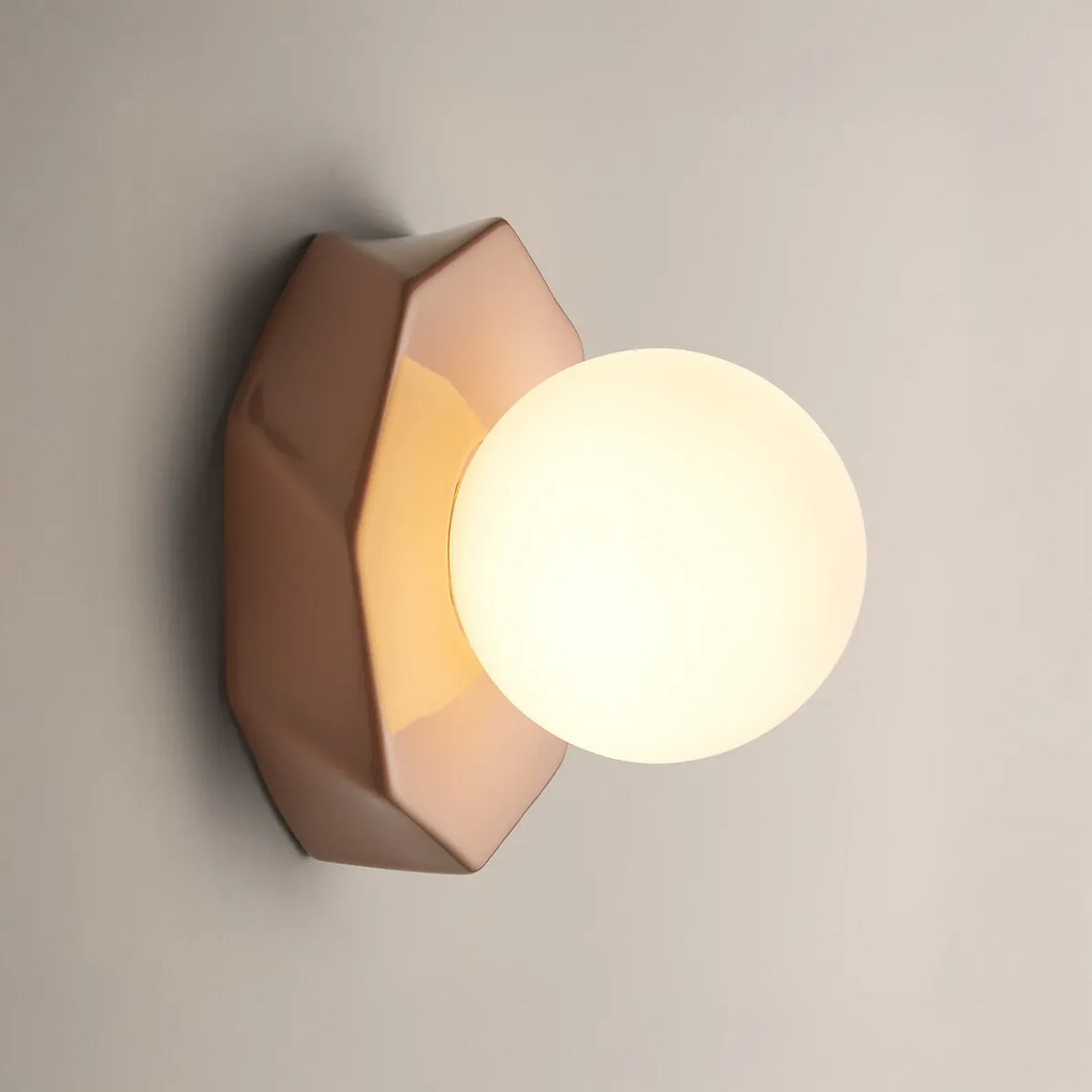 Wand- of plafondlamp, facet geslepen, keramiek en opaline glas, HOLI