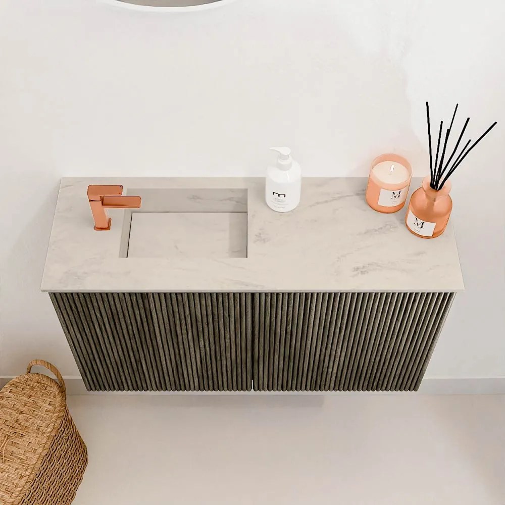Mondiaz Joya DLux 70cm toiletmeubel shadow met wastafel faye links 1 kraangat opalo